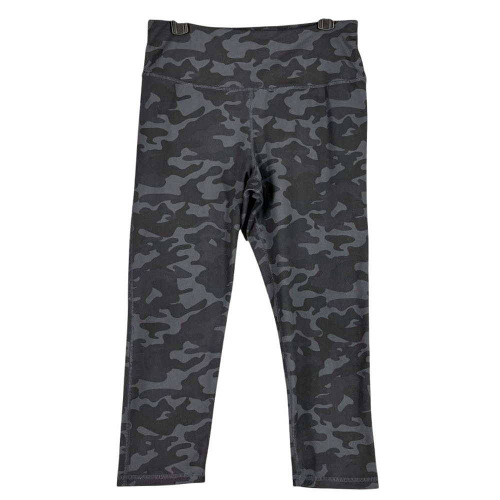 Danskin Leggings Womens Large‎ Gray Camo High Rise Ankle Crop Workout Gym Yoga